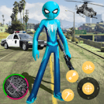 New Spider Stickman Rope Hero Shooting Crime 2020 v 1.0 hack mod apk (Coin / Gems)